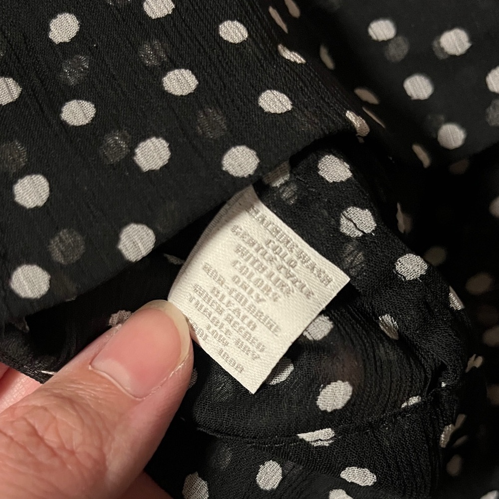 Charter Club Black Blouse with White Dots - Picture 4 of 5